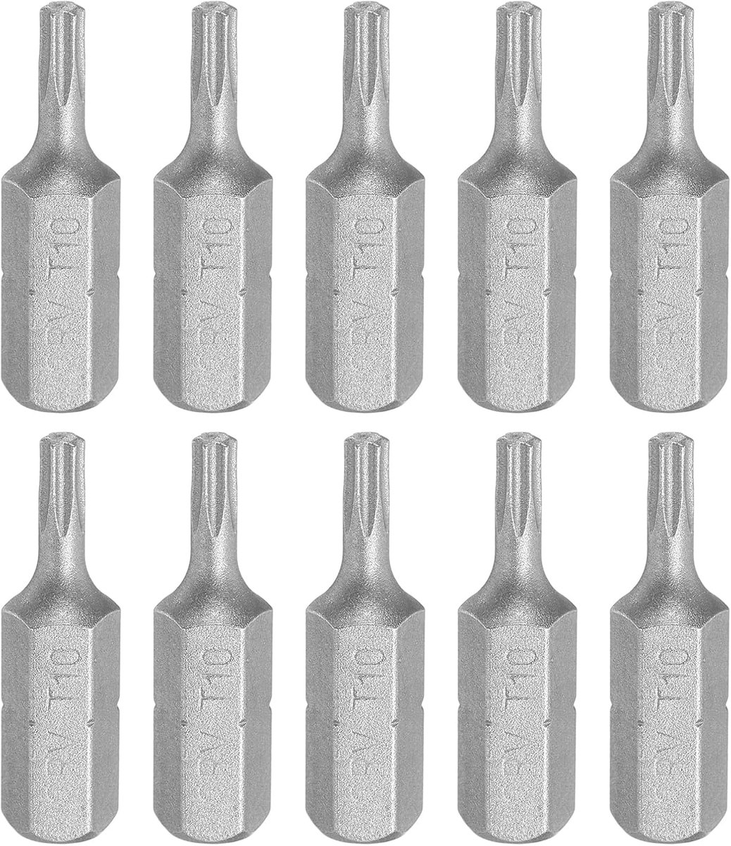 10 stuks jacht-torx-schroef 1/4 inch zeskantige doorsnede T10 magneetkop lengte 1 inch CR-V staal 6 boren veiligheid voor werkzaamheden reparatie elektrische schroevendraaier