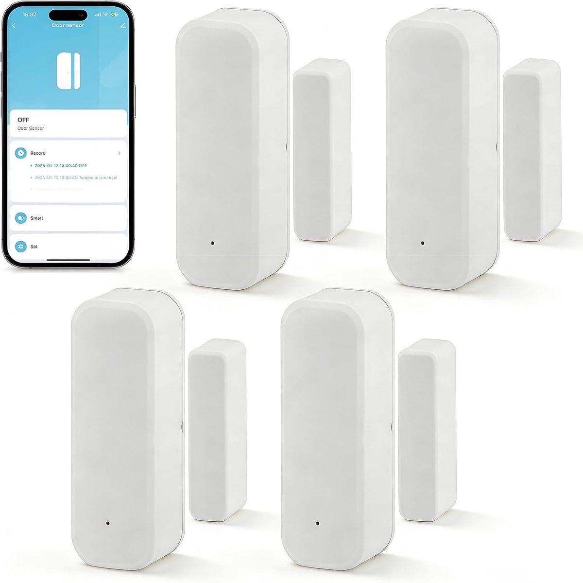Deur-raamcontact, Smart Home, wifi-deur- en raamsensor, energiebesparend deurcontact voor slimme radiatorthermostaat huis, garage, real-time bewaking van het openen/sluiten van deuren