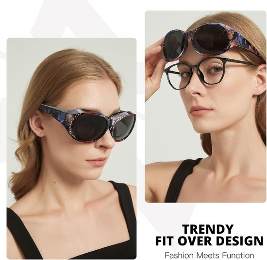 Zonnebril met gepolariseerde glazen, UV400-bescherming, oversized trendy montuur met glanzende accenten voor autorijden — afbeelding 5