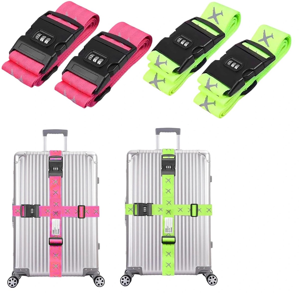 Kofferriemen met cijferslot - antislip - verstelbaar - snel herkennen van bagage - SnelShoppen