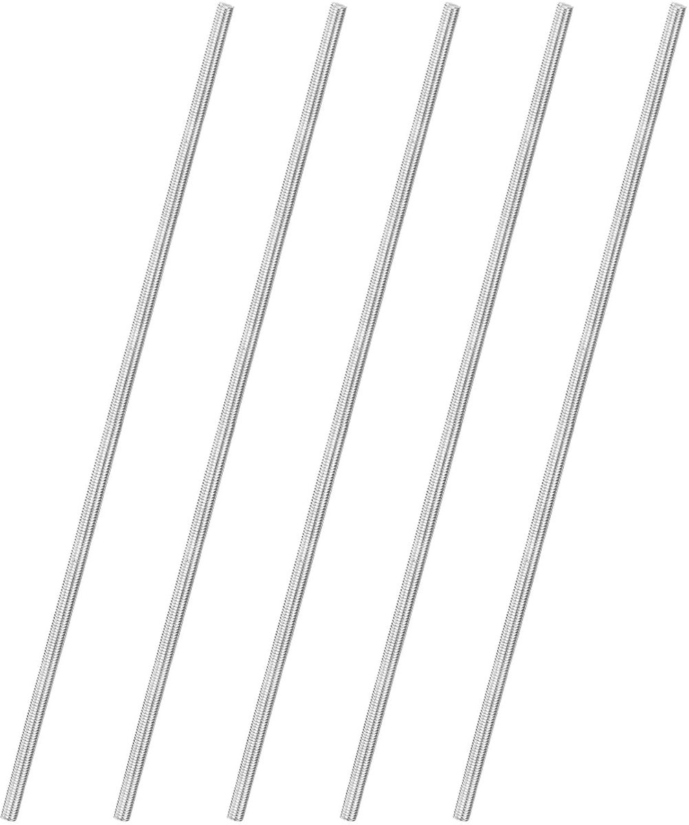 METERXITY 5 stuks schroefdraadstang compleet, M4 x 200 mm 304 roestvrij staal rechtse schroefdraad voor ankermoeren, gordijnsloten, U-bouten, metrische schroefdraad