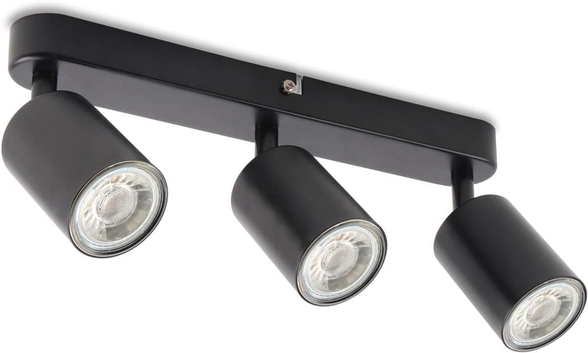 Da LIGHT Led-plafondlamp, 3 lichtpunten, draaibaar en draaibaar, 30 cm, GU10 (zonder lampen retro/vintage plafondlamp, 230 V, zwart, voor woonkamer, slaapkamer, keuken