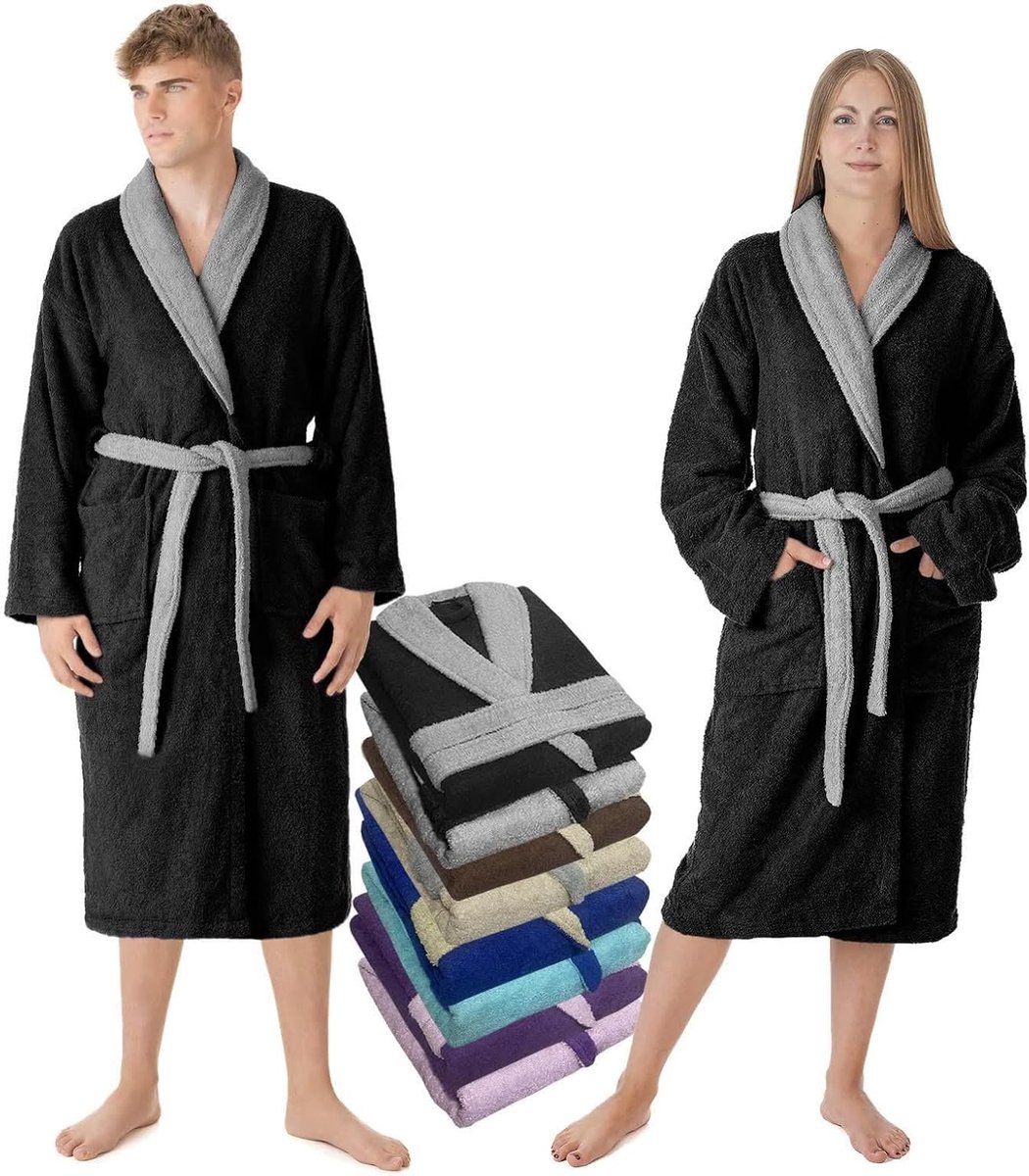 Badjas voor heren, 100% Amerikaanse badstof, 450 g/m², badjas, zacht, absorberend, uniseks, Oeko-Tex