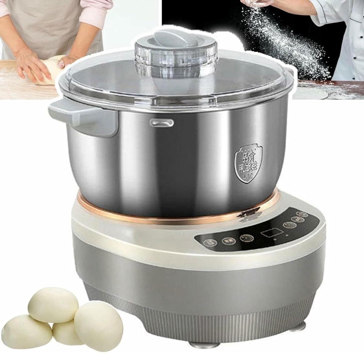 Elektrische deegmaker - Deegkneder - Zelf bakken - Constante temperatuur fermentatie - 5L capaciteit - Zilver