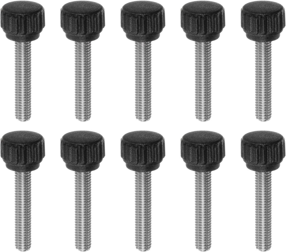 10 stuks Rändelschroef M5 x 25mm vleugelschroeven met draad, roestvrij staal 304 knevelschroef 13mm rond klemschroef stergreepschroef klemhendel duimschroef voor meubels machine