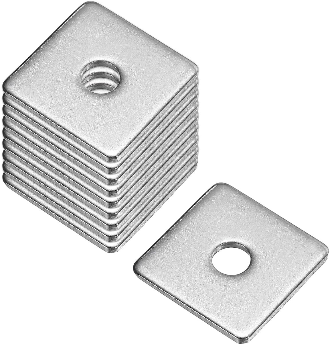 Vierkante sluitringen, 10 stuks, M6 x 25 x 25 x 2 mm, 304 roestvrij staal, vierkante sluitringen, platte afstandschijven, afdichting voor hardware