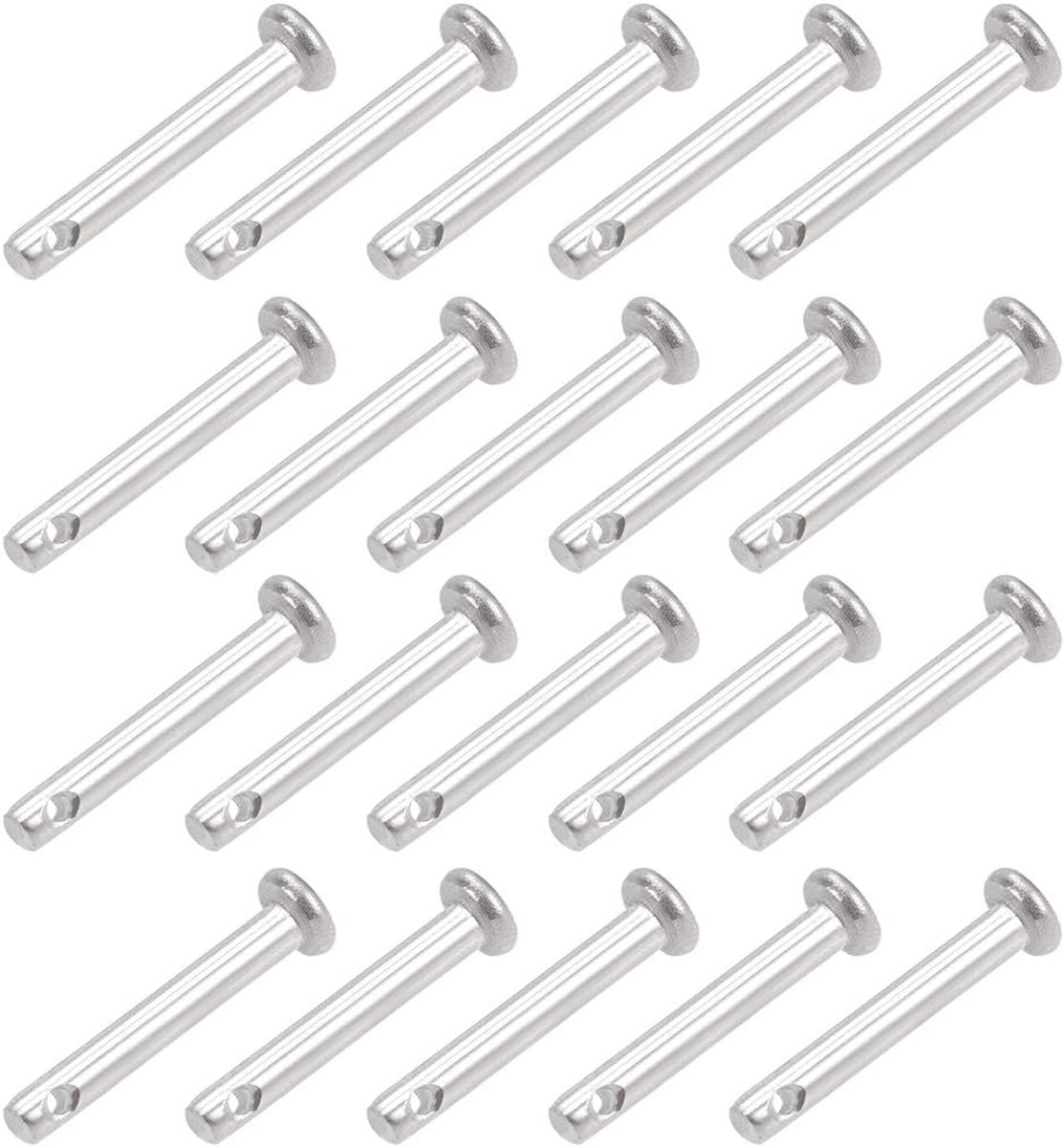 Sourcing map 20 stuks 1 gat vorkbouten platte kop 304 roestvrij staal scharnierpen 3 mm x 20 mm