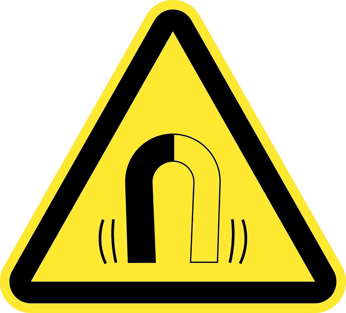 Stickers, waarschuwing, gevarenaanduiding, geel, 4 cm, sterk magnetisme
