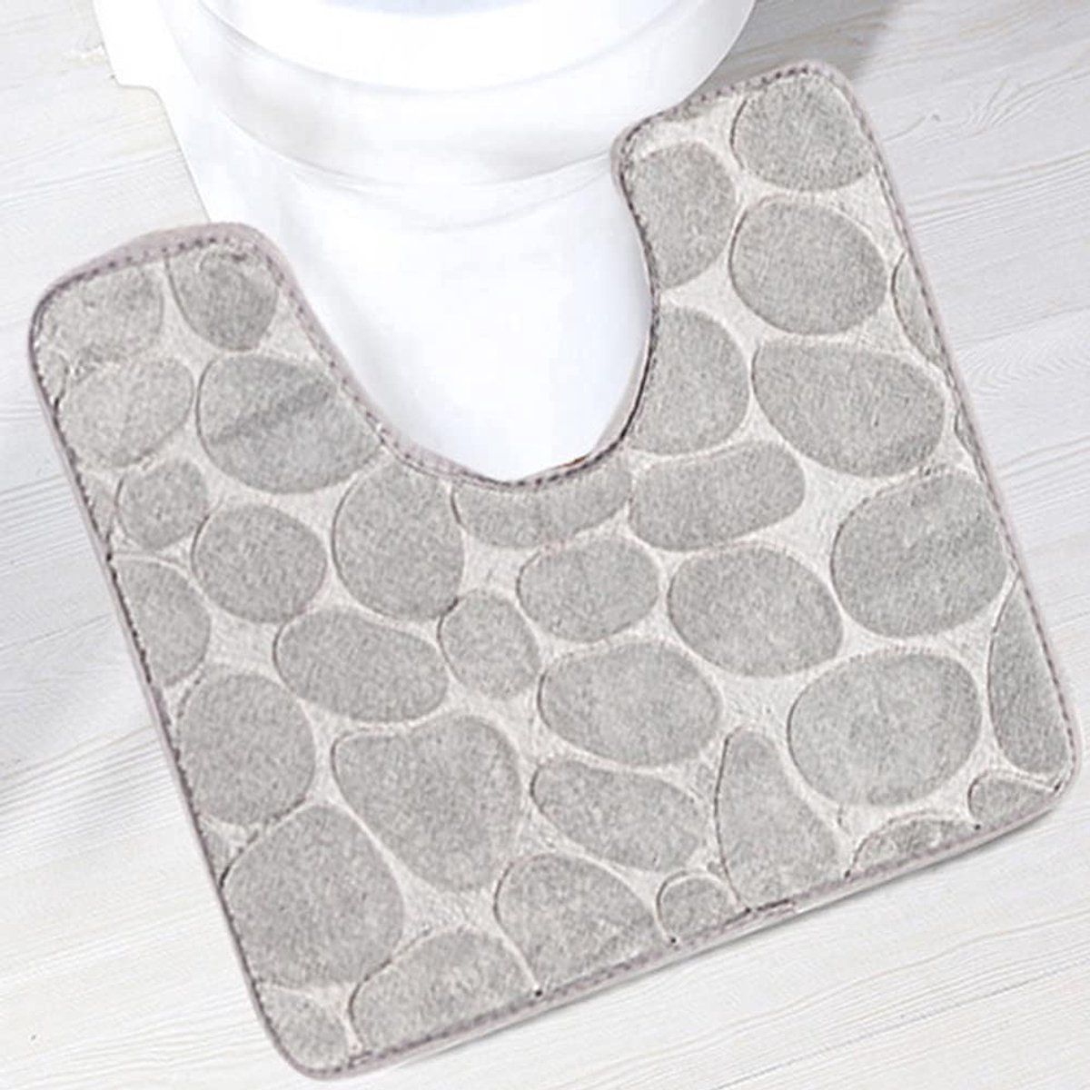 U-vormige badmat, antislip zachte absorberende badtapijten, sneldrogende badtapijten, polyester contour toiletmat grijs 16 "x 20"