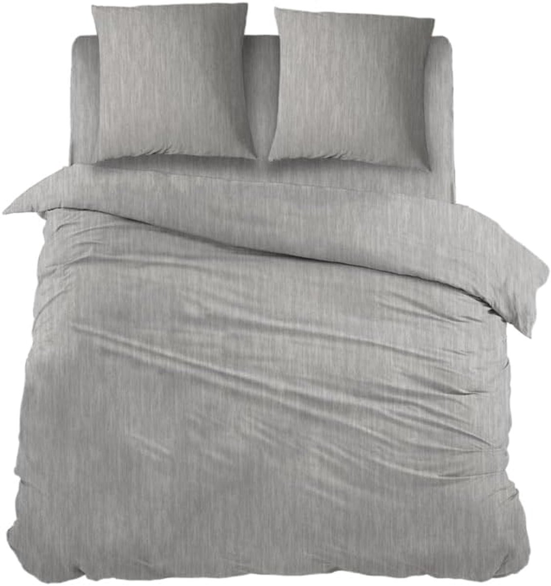 Dekbedovertrek 240x200/220cm - Grijs - 100% jersey katoen - Perfect voor landelijke stijl - SnelShoppen