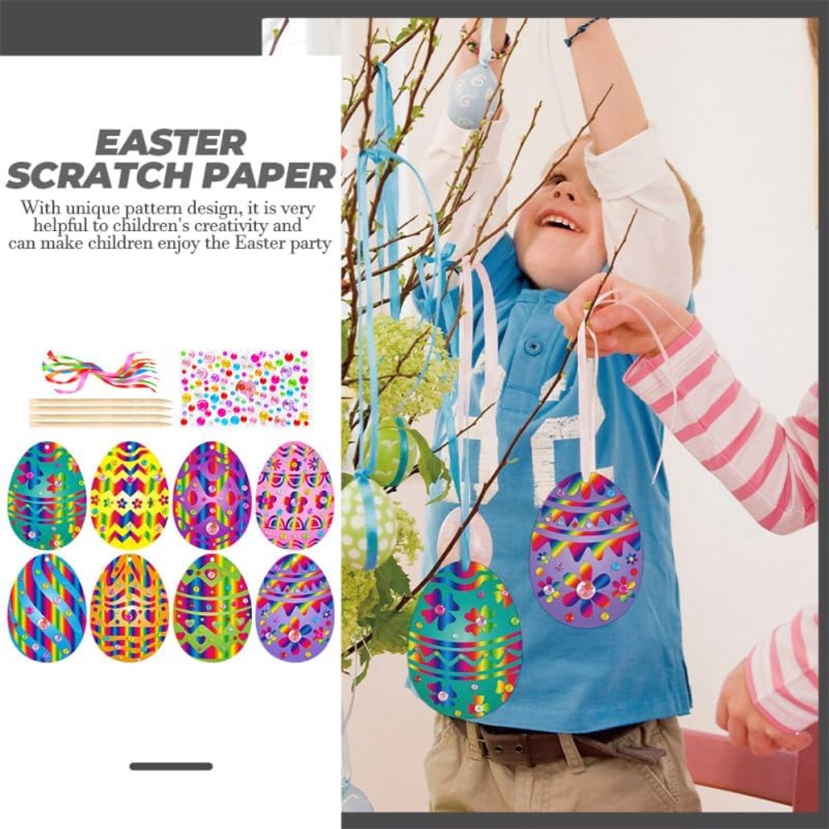 8 stuks paaskrattijer kleur kunsthandwerk kunst paasei ornamenten decoratie DIY Pasen knutselsets feestgeschenken Pasen lente klaslokaal thuis activiteit kunstproject