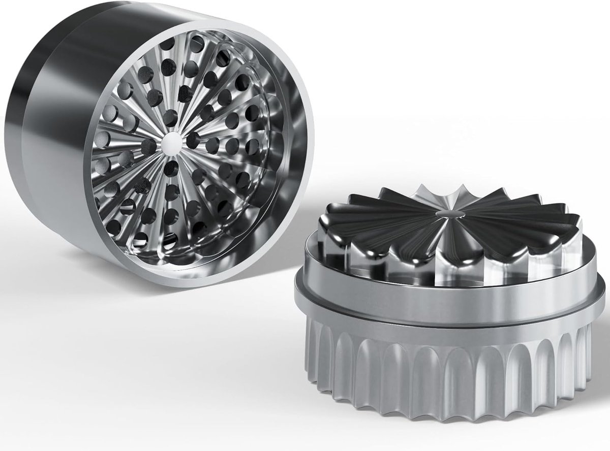 Roestvrijstalen grinder Ø 63 mm | stalen kruidenmolen duurzaam en hechtvrij | 5-delig met ingebouwde Stash doos in deksel incl. beschermtas