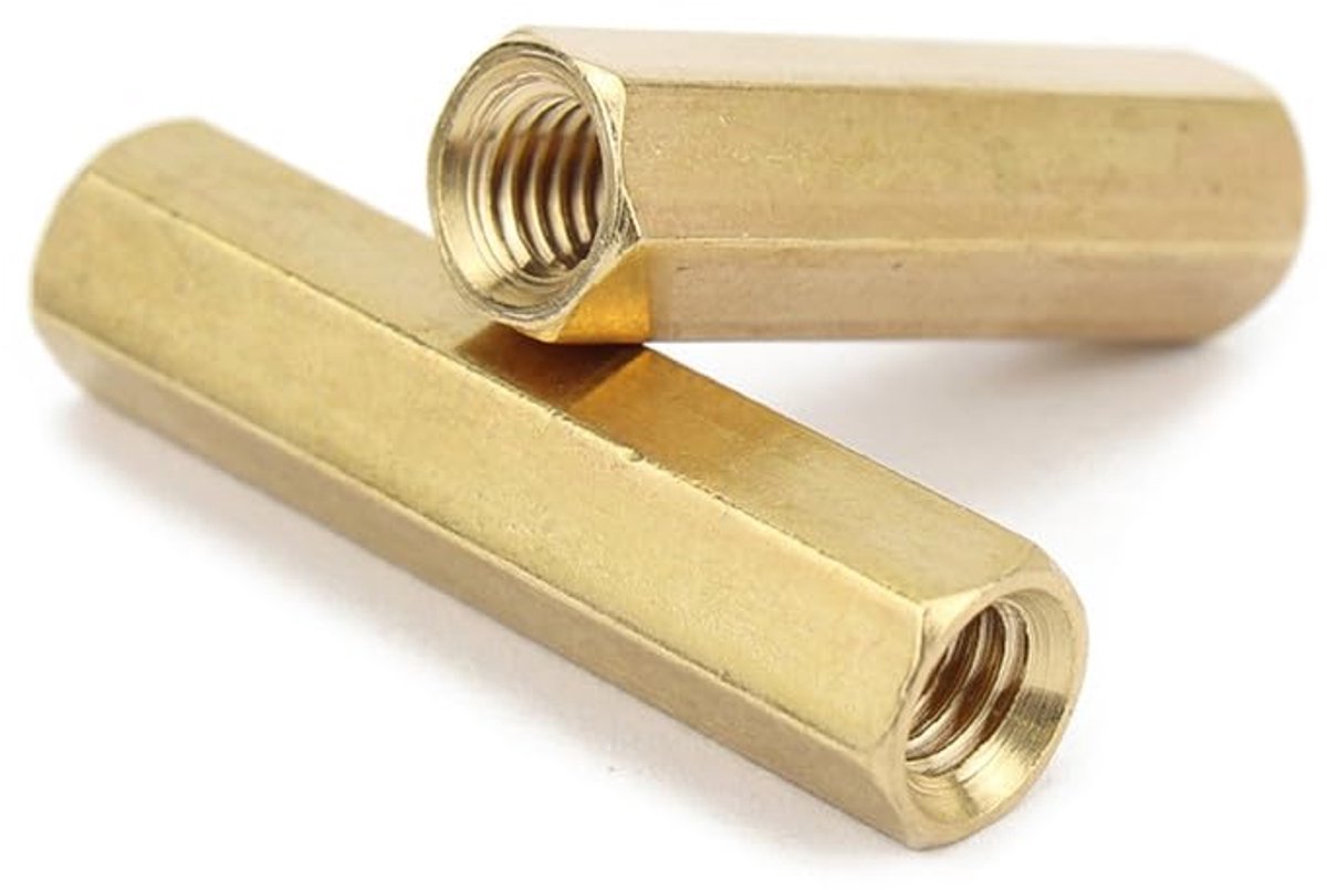 x 12mm 20 Pcs Dubbel Door Messing afstandhouder Schroeven Vrouwelijke schroefdraad Hol Zeskant Standoffs PCB Moederbord Koper Pijler