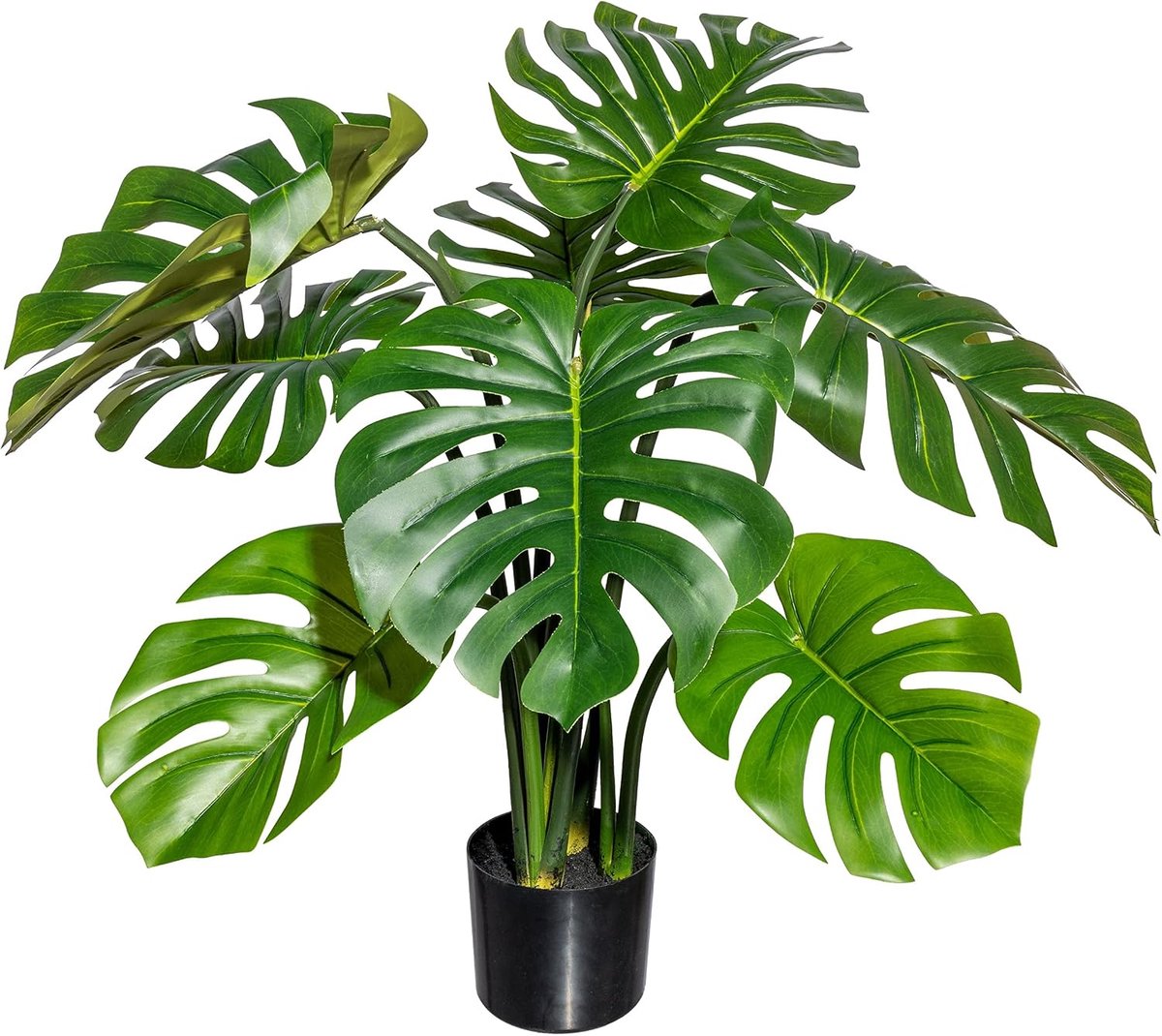 Kunstplant Split Philodendron 90 cm - 8 bladeren - Onderhoudsvrij - Tropische uitstraling - SnelShoppen