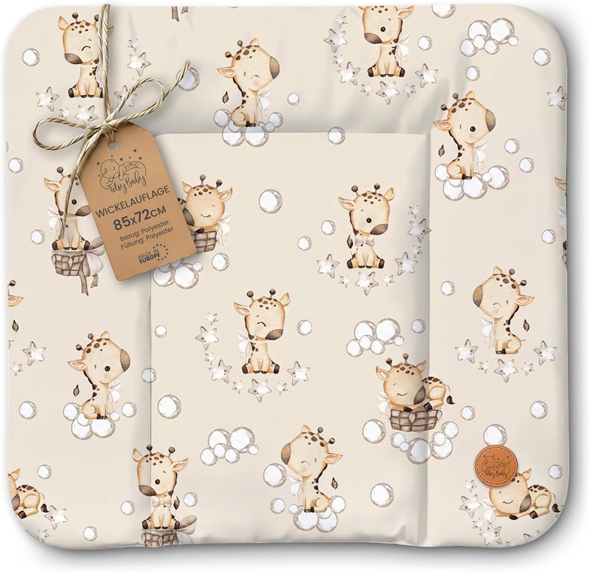 Verschoonmat Waterdicht Afwasbaar Baby 85x72 cm - Voor Verschoningsmeubel Verschoningselement Commode Wasmachine Zachte Hygiënische Mat Makkelijk Schoon Te Maken Oeko-Tex Giraffen