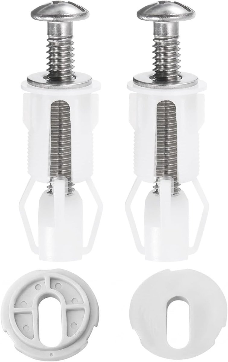 2 stuks wc-brilbevestiging, wc-bril-reserveonderdelen, expansieschroef voor toiletbrilbevestiging, wc-bevestigingsset, toiletbril bevestigingsschroef, voor wc-deksel, met kunststof gesp