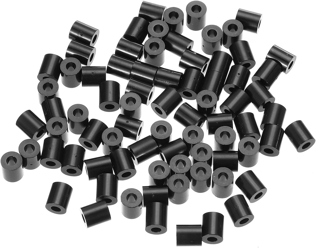 Zwarte ABS ID 3,2 mm, OD 7 mm, Lengte 8 mm, Nylon Ronde Spacer Washers, 120 Stks Plastic Standoff Rubber Moer Ongeschroefd voor M3 Schroeven Stopcontact Schakelaar Receptacle