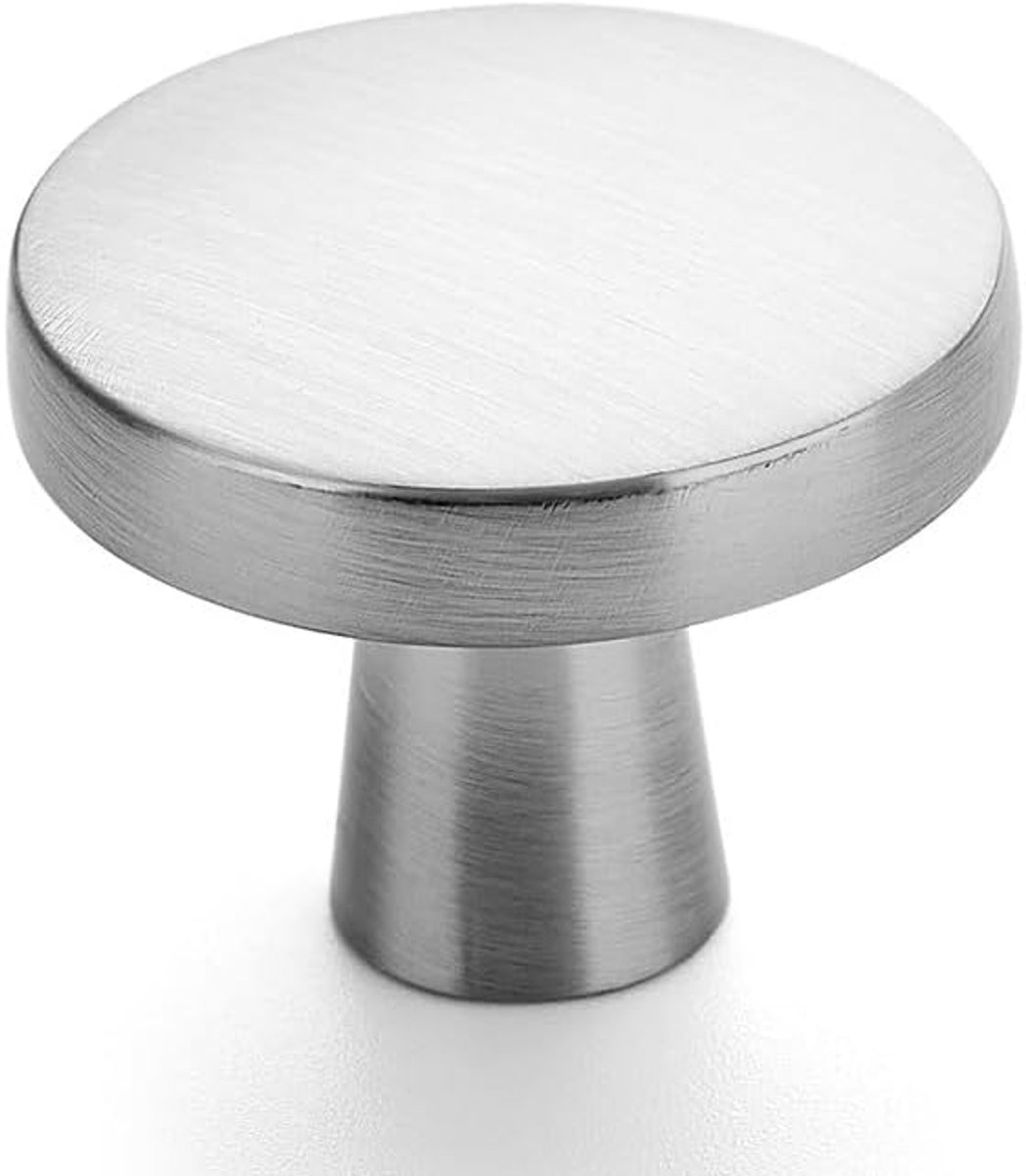 Kastknoppen 10 stuks geborsteld nikkel ladeknoppen keukenkast knoppen 32 mm enkel gat kast hardware knoppen voor kasten en laden ladeknoppen
