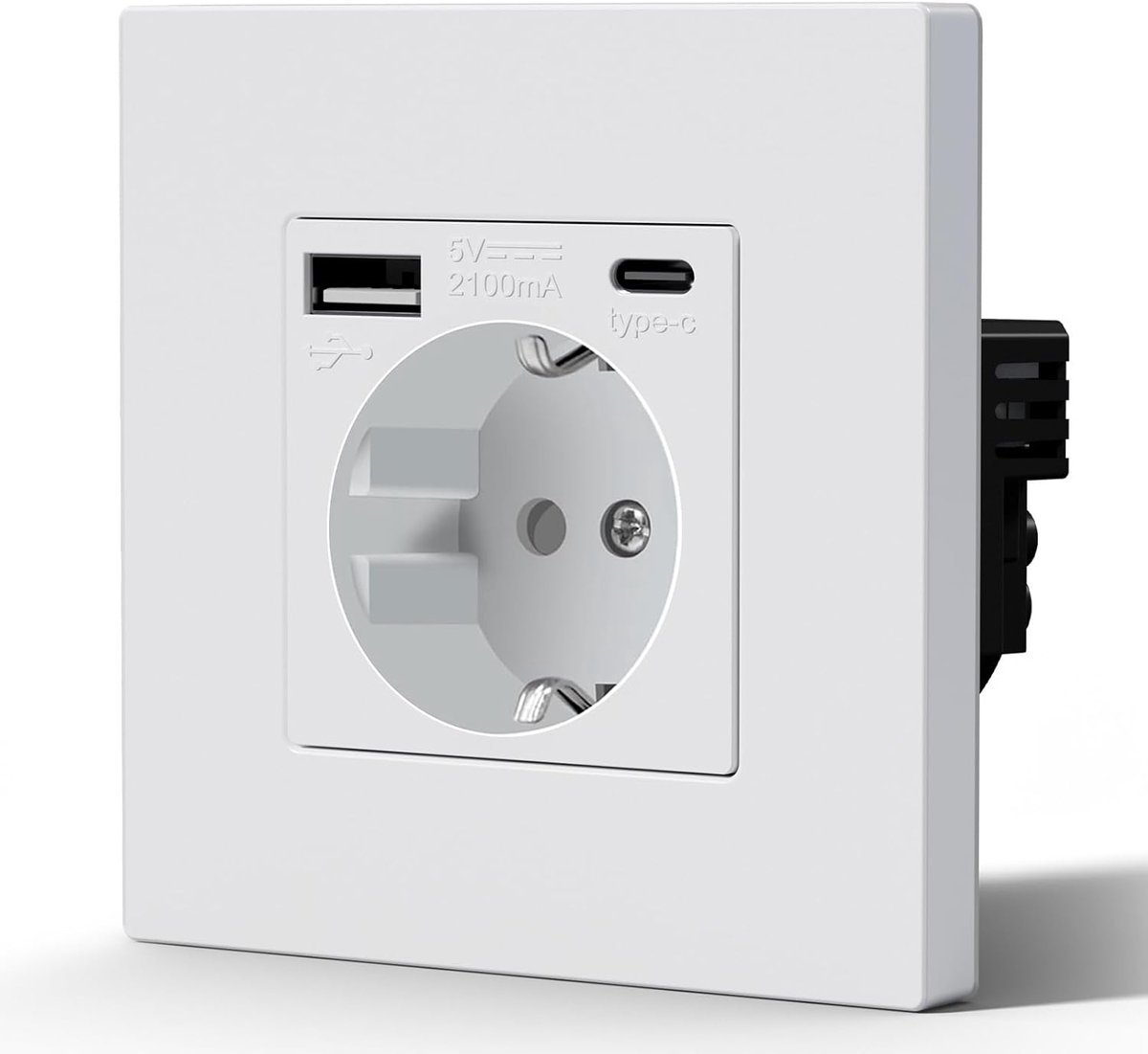 Stopcontacten - Prese da Incasso Standard, Presa di Corrente, Sicurezza per Bambini, Facile da Installare,1 Socket USB C-86mm,Wit