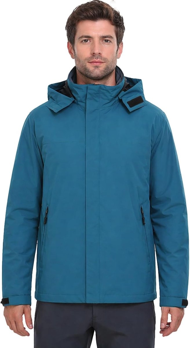 Waterdichte Jas Heren Lichtgewicht Trenchcoat Heren Waterdichte en Ademende Outdoorjas Met Afneembare Capuchon Geschikt Voor Wandelen en Kamperen