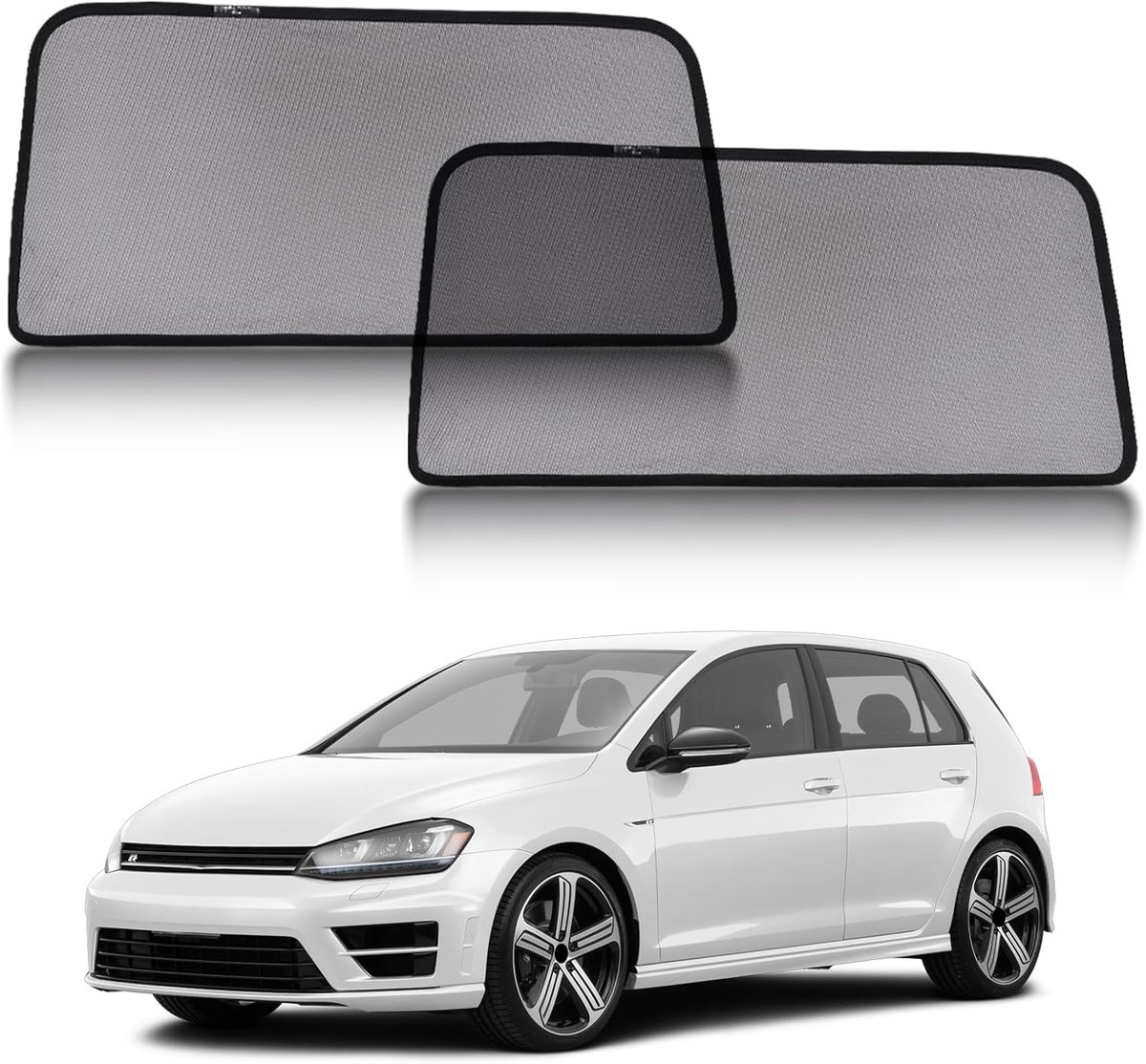 Zijruit van VW Golf 7 2013-2020, beschermt tegen zonlicht en uv-stralen, magnetisch bevestigbaar en opvouwbaar | 2 stuks, eenvoudige montage, ramen blijven bruikbaar, optimale ventilatie, insectenbescherming, opvouwbaar, net, camping