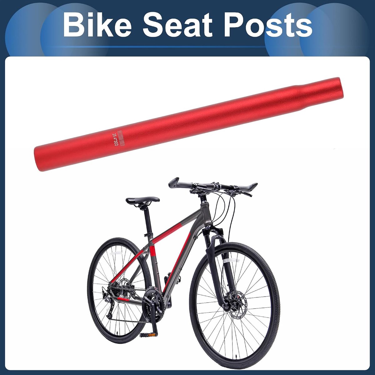 Zadelpennen 25.4x300mm Fiets Zadelpen Seat Tube Aluminium Rood Lichtgewicht