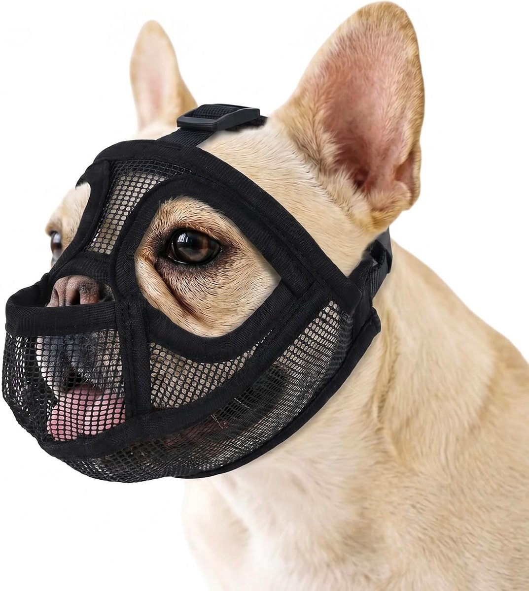 Snuit hondenmuilkorf voor Franse bulldog - verlengde voorkant maakt hijgen en drinken en tong naar buiten | Anti-bijten en anti-scvenging | Ideaal voor het verzorgen van wandelende dierenarts
