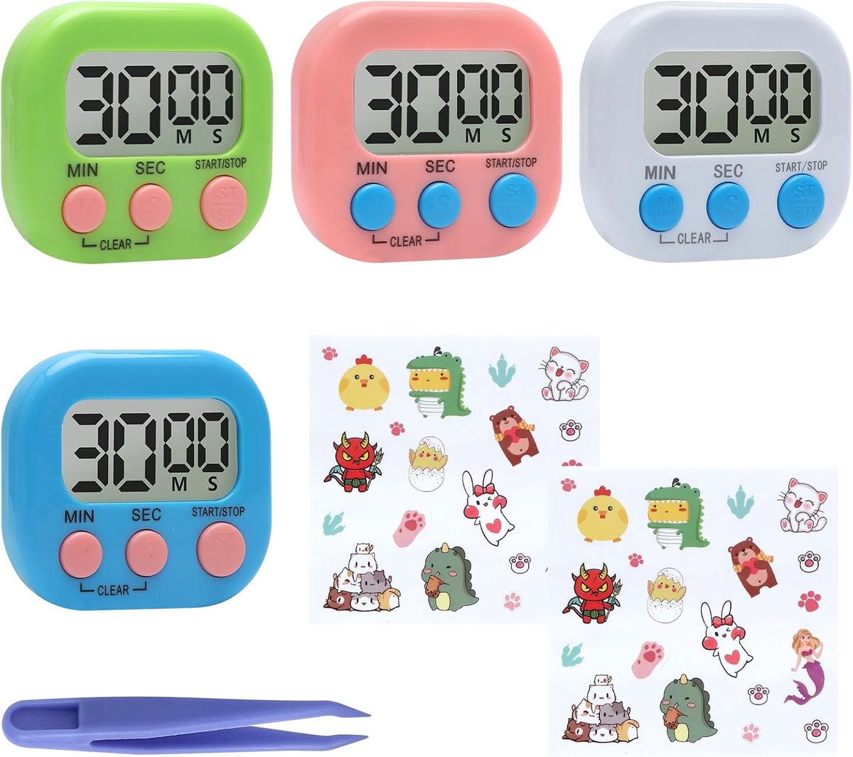 Keukentimers, 7 × 6 × 2 cm, timer, magnetische timer met display, digitale keukenwekker, stopwatch voor keuken, studio, training