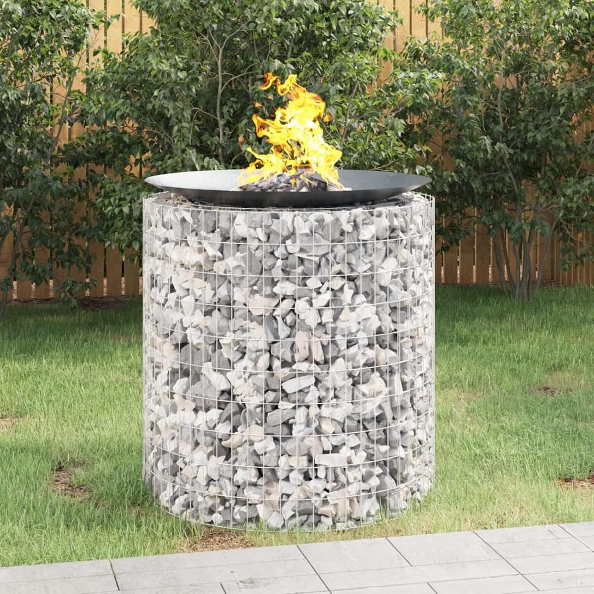 Vuurschaal voor buiten, diameter 100 cm, hoogte 100 cm, vuurplaats voor tuin, terras, camping, feest, stenen schutting, decoratie voor buiten