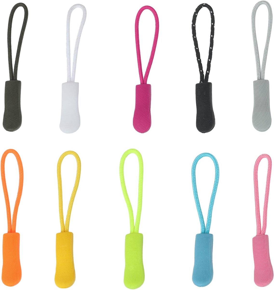 50 stuks nylon koorden, ritssluiting, trekhangers, ritssluitinghanger, ritssluiting, ritssluiting, voor rugzakken, bagage, handtassen (10 kleuren)