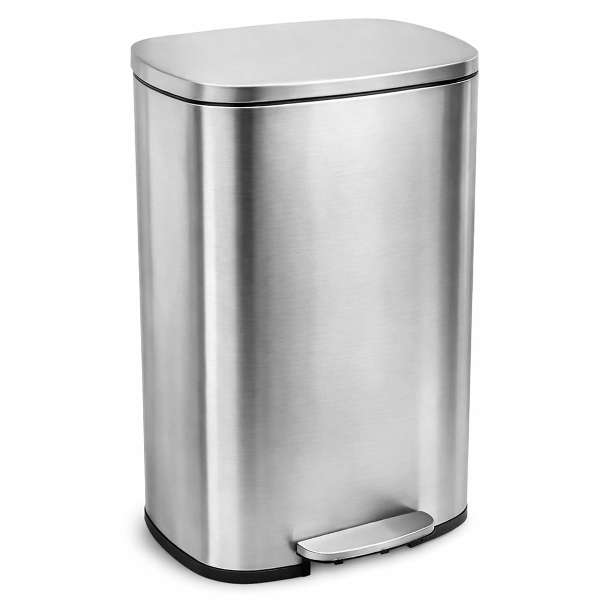 Prullenbak, Pedaalemmer 50 liter, Afvalbak keuken, RVS pedaalemmer, Vuilnisbak met deksel, Zilver