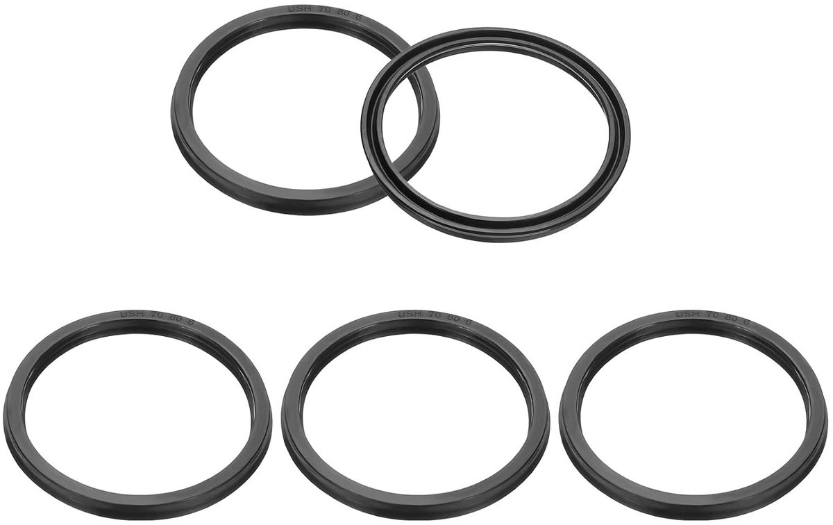 Olieafdichting 70 x 80 x 6 mm, 5 stuks lipafdichtingen, nitrilrubberen afdekking, radiaalasschijf, afdichting voor cilinder, automobielmotor, afvoerschroef, zwart