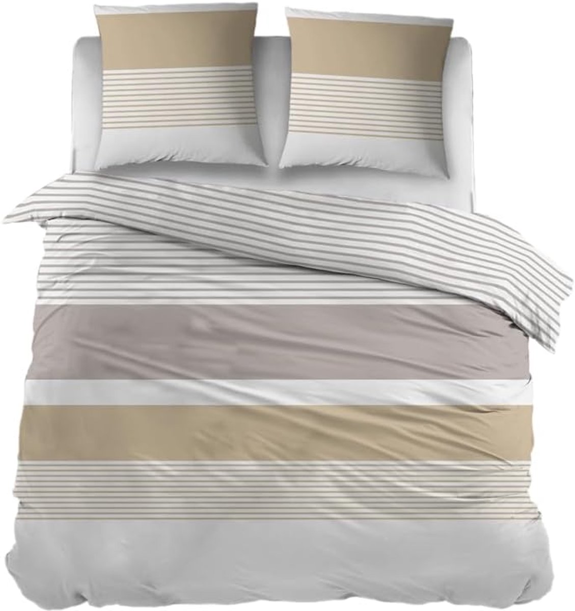 Beddengoed 200x200/220 cm - katoen - zandkleur - comfortabel slapen - SnelShoppen