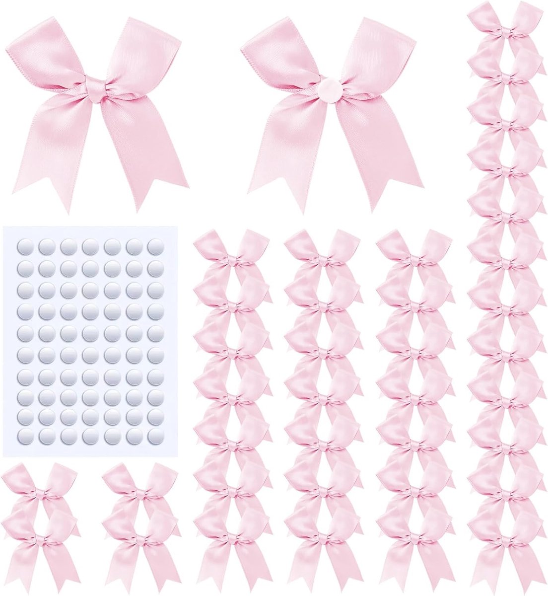 Strikken met plakpunten, grote roze strikken voor geschenkverpakking, roze decoratie, doe-het-zelf knutselen, cadeauhangers, babyshower, bruiloft, verjaardag, voor