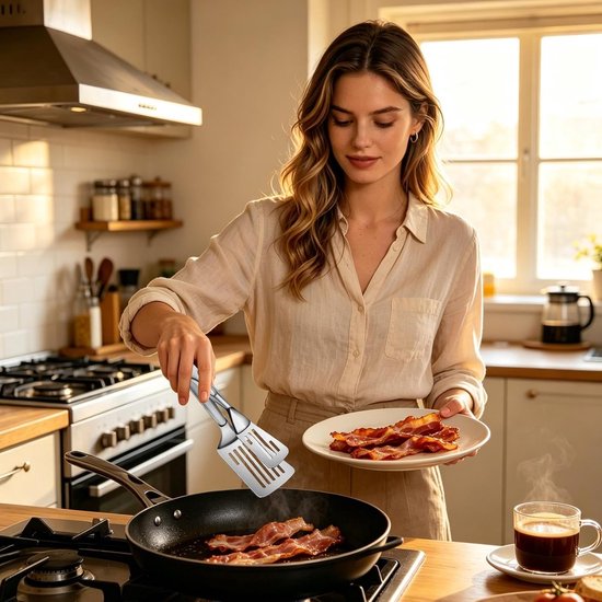 Spateltang Voor Het Omdraaien Twee-In-Één Afneembare Voedselschep Klem - Voedsel Omdraaitangen bij barbecue grillen biefstuk ei hamburger bacon pannenkoek restaurant appartement bereiden — afbeelding 5