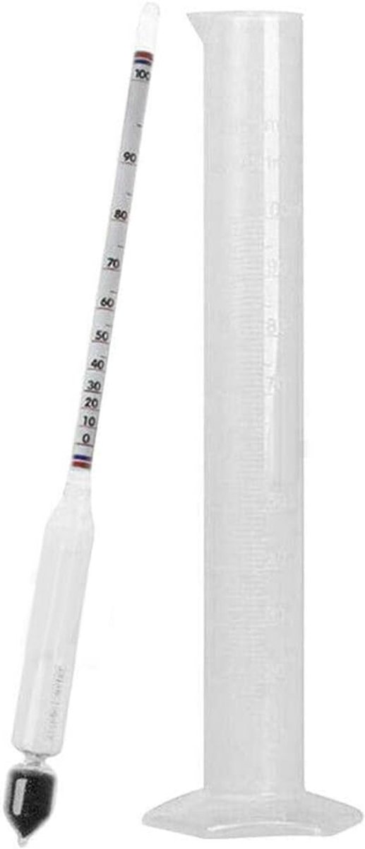 Alcoholmeter voor SPIRIT Meter 0-100% Maatregelen Alcohol in Gedistilleerd voor SPIRIT Hydrometer 23cm Inclusief 100ml Trial Sampling Jar