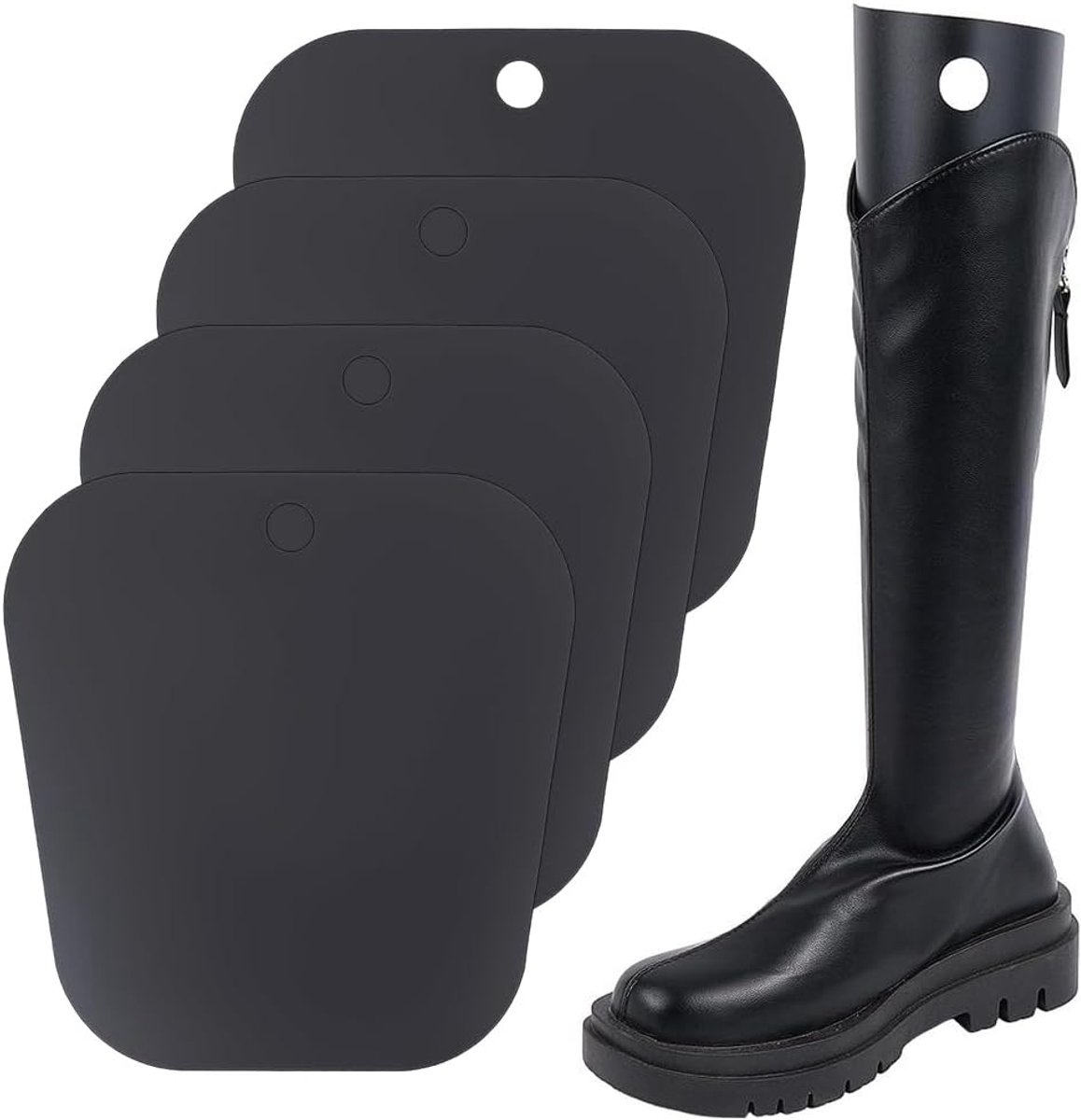 255MM 4Pcs Boot Shaper Inserts Plastic Shape Houder Stuffer Support Zwarte Standaard Shapers Saver Stuffers Keeper Form Herbruikbare Stays Insert Filler Set voor Hoge Laarzen Schoenen Opslag