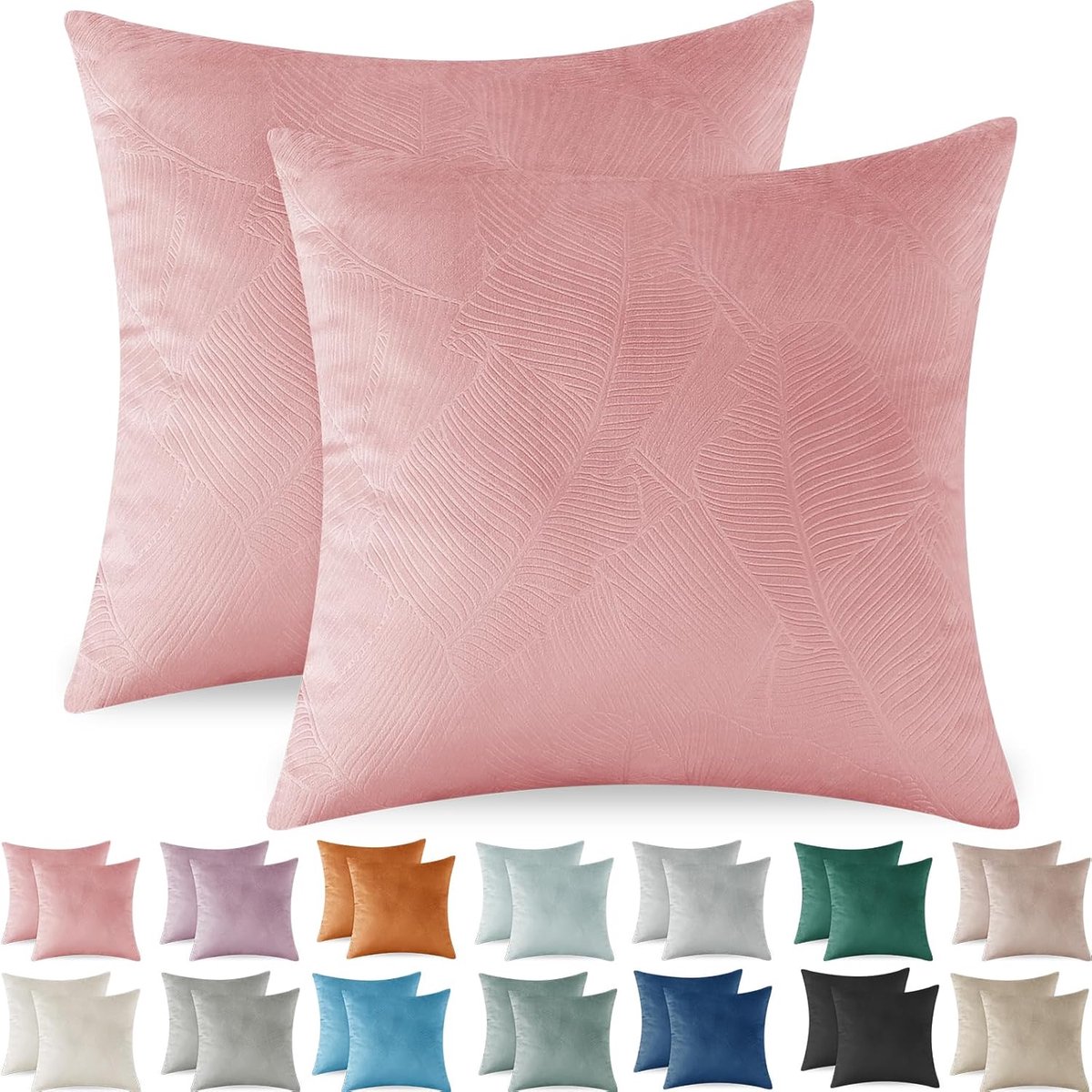 Kussensloop 50x50 Corduroy Kussenhoes Zacht Kussenbeschermer, Modern Sofa Decoratief Kussenhoesje voor Woonkamer Slaapkamer, Hypoallergeen Ademend Kussenomslag Set van 2, Roze