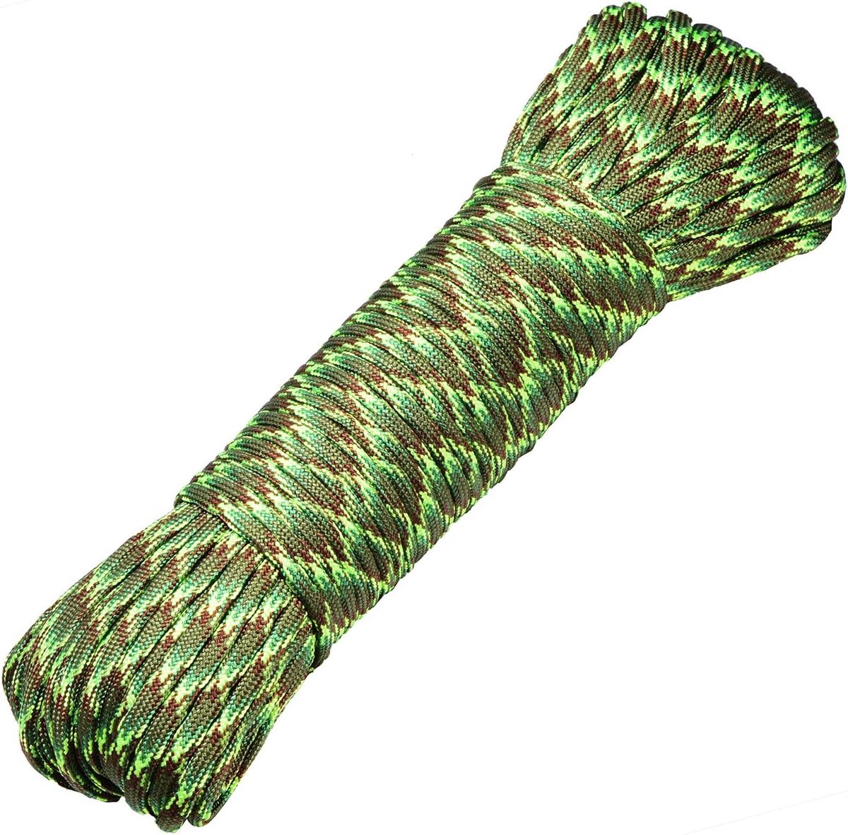 30 meter lang textieltape nylon koord paracordtouw survivaltape voor knutselen en voor outdoor campingactiviteiten 4 mm - 7 draden olijf-lichtgroen-bruin