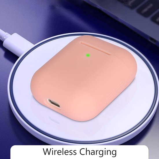 hoes compatibel met AirPods 2 & 1, siliconen beschermhoes, hoes voor AirPods 2 & 1, led aan de voorkant zichtbaar, roze — afbeelding 2