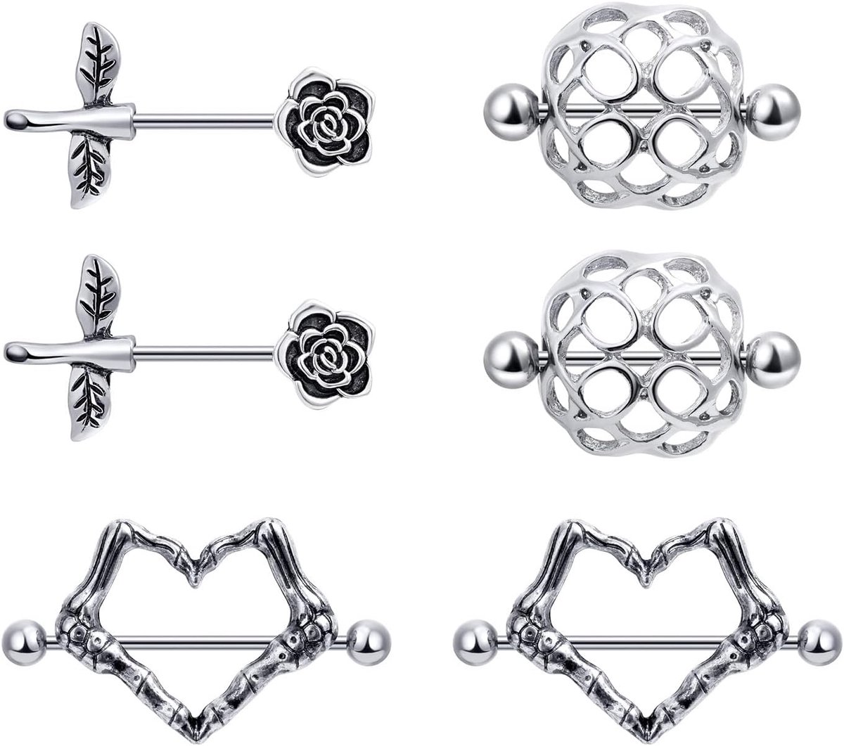 14G tepelpiercing, tepelpiercing, 316L roestvrij staal, barbells, piercing, sieraad voor vrouwen, slangen/vlinder/spin, Zirkonia