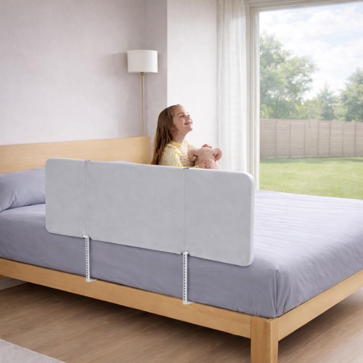 bed 120 cm, inklapbaar bedhek voor kinderen vanaf 18 maanden tot 5 jaar, in hoogte verstelbaar bedbeschermingsrooster voor boxspringbed, kinderbedden, draagbaar met tas en