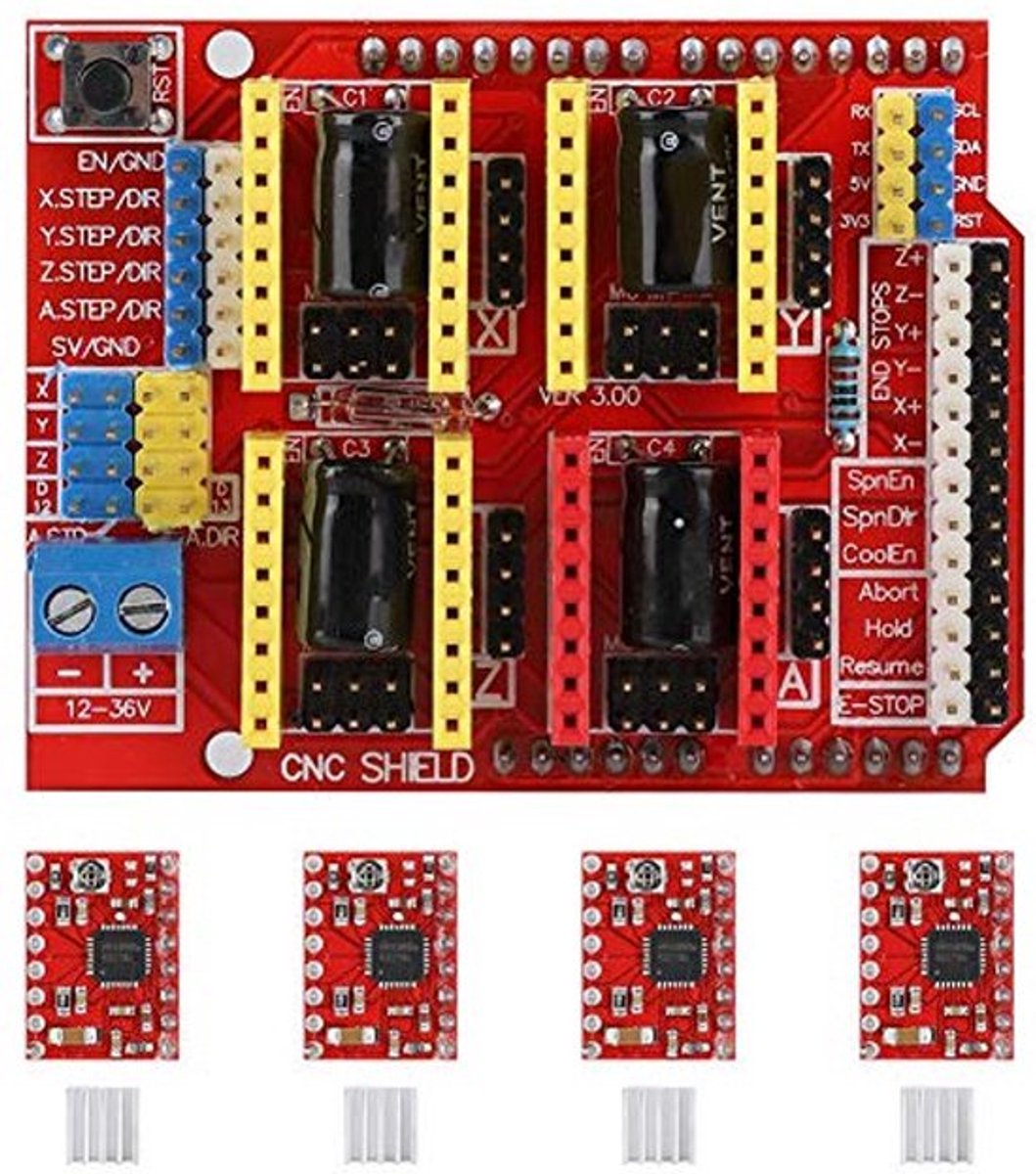 CNC Graveer Schild Uitbreidingsbord + Stepper Motor Aandrijving DRV8825 + 3D Printer Accessoires Koellichaam voor V3 Graveerwerk, PWM Spindel en Richting Pin