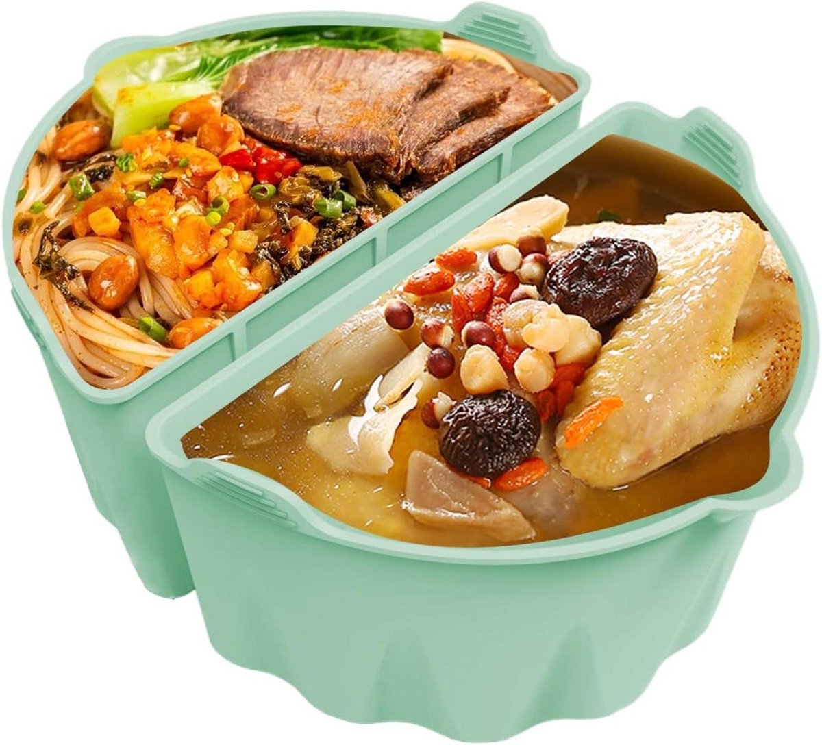 Slow Cooker Inzetstuk - Separator Liner - Gerechten Scheiden - Smaak Niet Vermengend - 6-8 QT - Lichtgroen