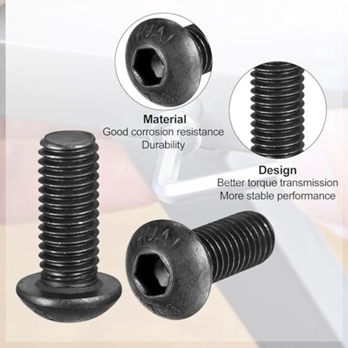 M3 x 30 mm Alloy Steel Hexagon Button Head Screws Zwart 20 Stuks