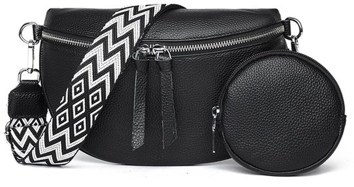 Crossbodytas voor dames, handtassen en schoudertassen, leren schoudertas voor dames, zwart, handtas met verstelbare brede band, tas voor dames en meisjes, reizen, winkelen, werk, dagelijks