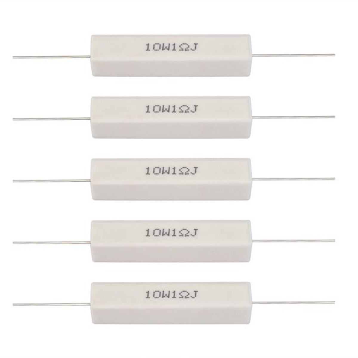 10 stuks/verpakking 1 ohm 10W keramische luidsprekerverdelerweerstand kit Luidsprekerverdeler cementweerstand (1 ohm)