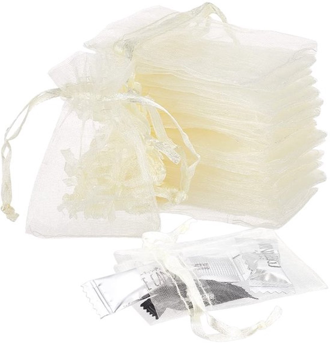 100 stuks kleine organza zakjes, bruiloft gunsten, feest cadeau zakjes, sieraden zakjes, 2,75" x 1,89"