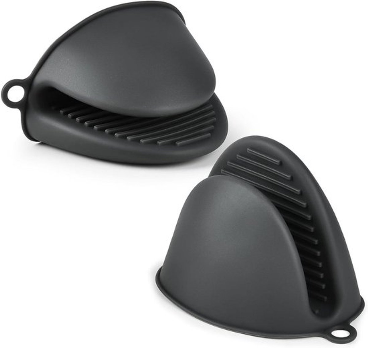 Mini siliconen ovenwanten in donkergrijs, hittebestendig en flexibel, ideaal voor heteluchtfriteuse, koken, bakken en grillen, geleverd als 1 paar voor veilige grip en bescherming
