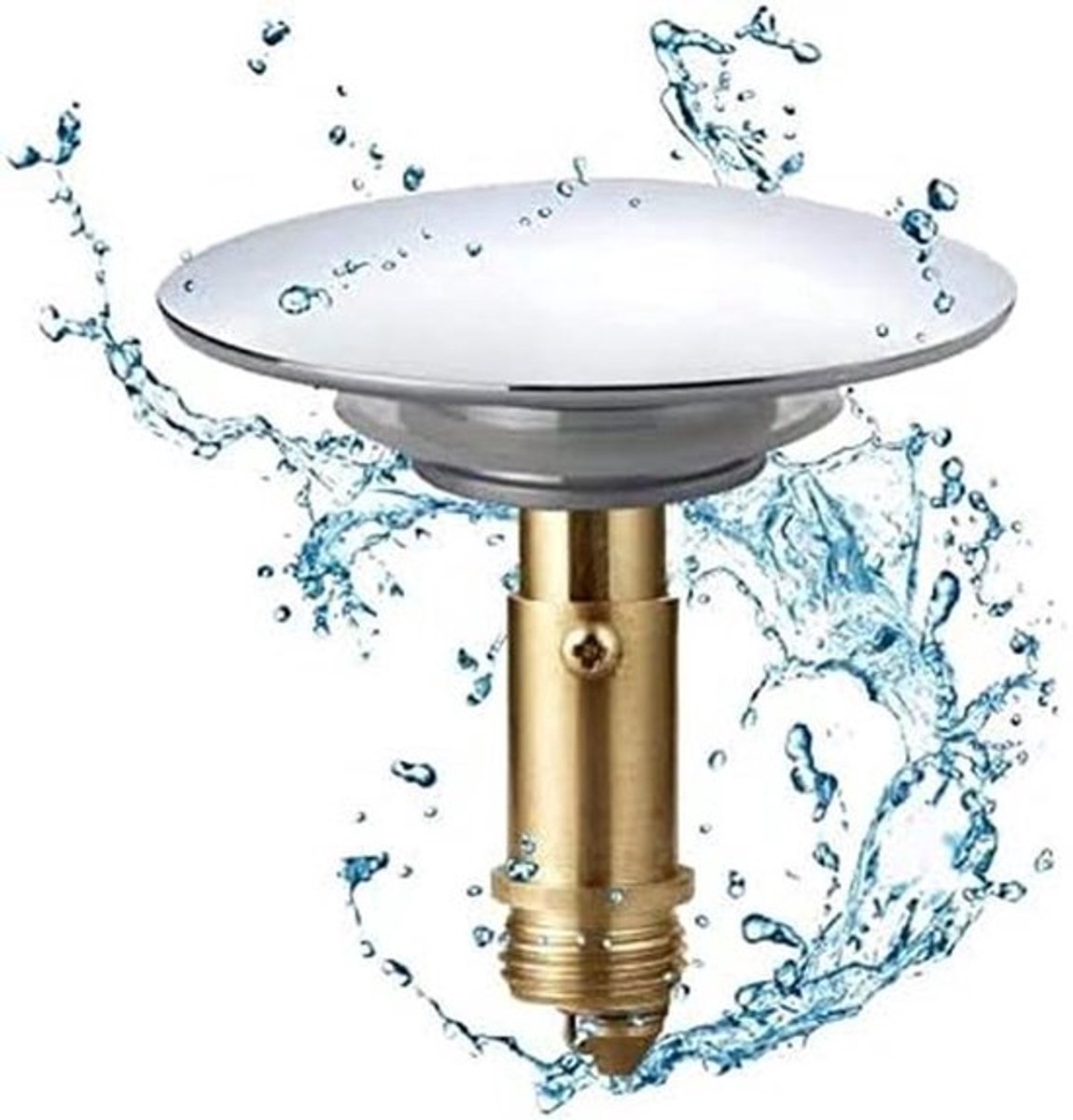 Push Pop-Up Click Clack Plug Stopper - 66 mm Duw Spoelbak Plug - Pop-up Stopper voor Keuken en Badkamer Wastafel (Massief Messing Verchroomd)